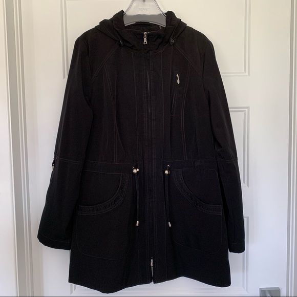 Esprit - Black Hooded Coat with Zipper - Size L - Picture 3 of 16